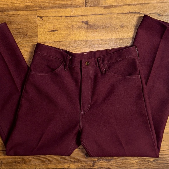 Wrangler ~ Men’s Size 35/30 ~ Vintage ~ USA ~ Burgundy ~ Bell Bottom Pants - Picture 9 of 12